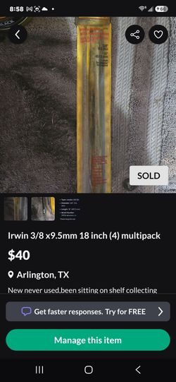 Irwin 3/8 x9.5mm 18 inch (4) multipack