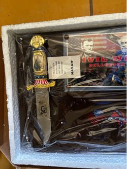 Vintage MAXAM Civil War Grant & Lee Style Decorative Knife Duo in Box” $75