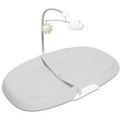 Skip Hop Baby Changing Pad Nursery Style Wipe-Clean Contoured with Cushioned Foam, Non-Skid Base, Built-in Safety Belt & Tuck-Away Toy Bar, Grey