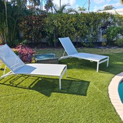 Pool Lounge Chairs Aluminum White 
