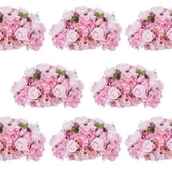 NUPTIO Flower Balls For Wedding Centerpieces - 8  Pcs 15.7 Inch Diameter Fake Flower Ball Arrangement Bouquet Party Centerpieces For Tables - Pink Ros
