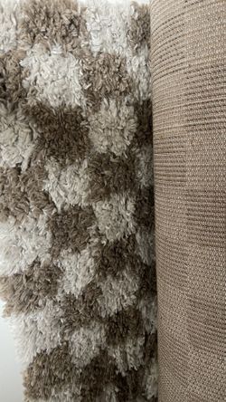 Checkered Shag Beige Rug 5 X 7