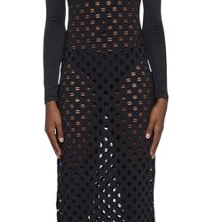 DK (XM) Amylynn Knit Midi Dress Shrug Sleeves Sz M Black Cutouts Halter Goth NWT