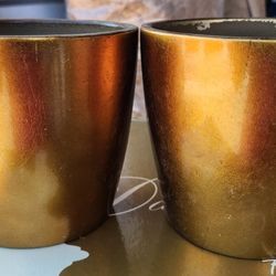 Pair of Gold Flower Pots