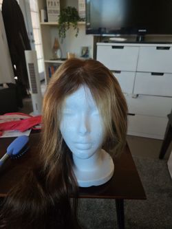 Long Brown Ombre Human Hair lacefront Wig