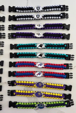 Paracord Football Team Charm Bracelets