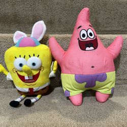Patrick Star &  Spongebob Squarepants Plush Stuffed Animal 11"