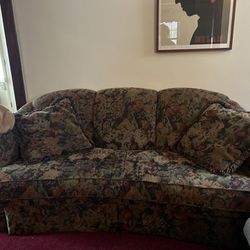 Vintage Floral Couch and Rocking Loveseat 