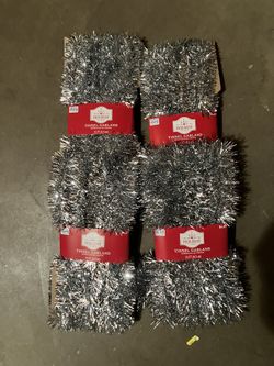 4 Packs Of Silver Tinsel Garland New 