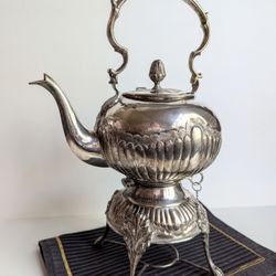 Silver Plate Tilting Spirit Kettle with Warming Stand
