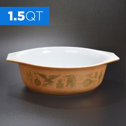 Vintage Pyrex Federal Eagle 043 Brown Oval Baking / Casserole Dish 1.5QT 1960s