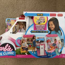 Brand New Barbie Care Clinic Ambulance