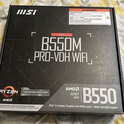 Open Box MSI B550M PRO-VDH WiFi ProSeries Motherboard (AMD Ryzen 5000, AM4, DDR4, PCIe 4.0, SATA 6Gb/s, M.2, USB 3.2 Gen 1, Wi-Fi, Bluetooth, D-SUB/HD