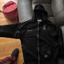 Denim Tears Black Cotton Wreath Zip Up