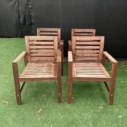 Set of 4 Wooden Outdoor Patio Chairs