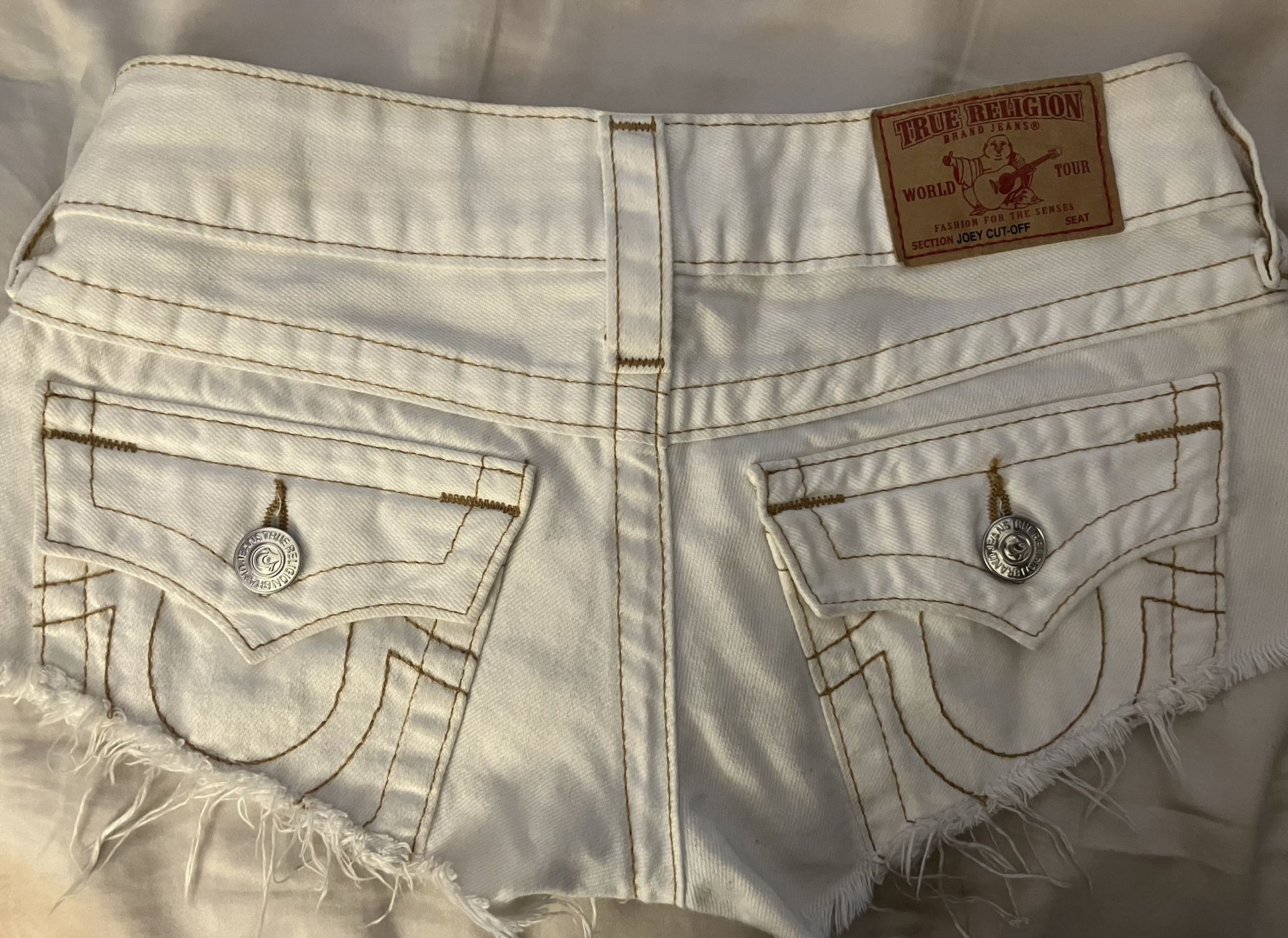 True religion cheap cut off shorts