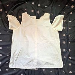 White Cut-out Shoulder Top