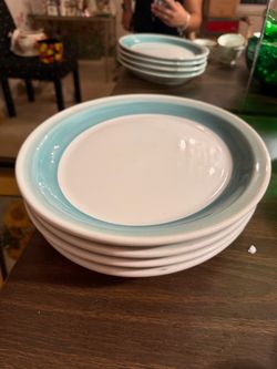 White and Blue Ceramic Dinner Plates Set