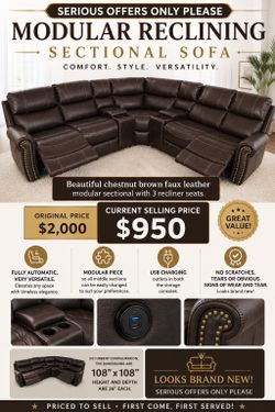 Modular Reclining Couch for sale.