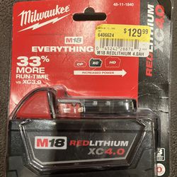 Milwaukee M18 Red Lithium Xc4.0