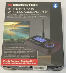 Monster 2-in-1 Bluetooth Wireless Audio Adapter Transmitter/Receiver( Brand NEW) /(#946)