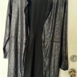 Light Pat Suede Leather Coat  Size M Color Black