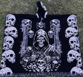 Santa Muerte Alpaca Poncho