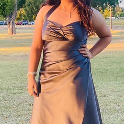 DAVID’S BRIDAL, Prom Gray Halter Dress, Size 12(Jr)