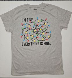 I'm Fine Everything Is Fine Christmas Lights T-Shirt size M