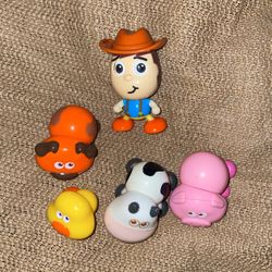 Cake Topper  Cowboy Rotating Head Action Figure Toy with 4 Animal Figures 