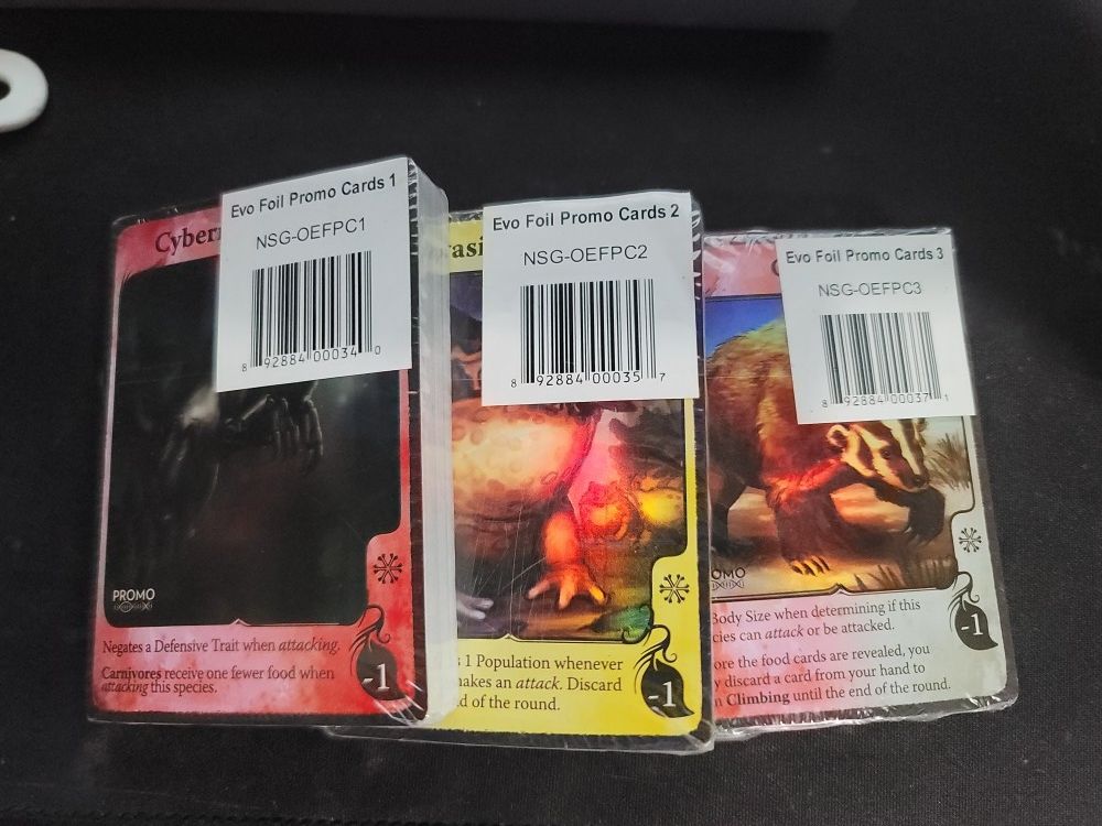 Evolution Foil Promo Cards 1, 2, 3 Board Game/Card Game
