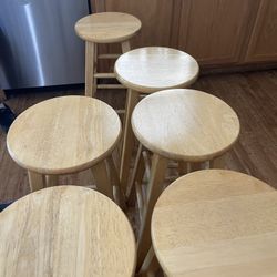 6 Wooden Stools 