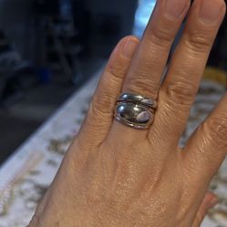 Park Lane Retired Hostess Wide Silver Double Domed Ring  Size 6 1/2 