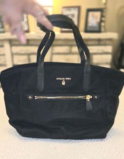 Michael Kors black nylon zip tote bag