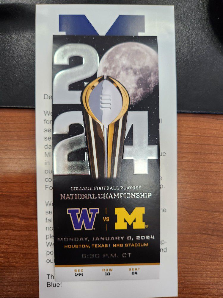 U Of M 2023 commremitive ticket For the championship game