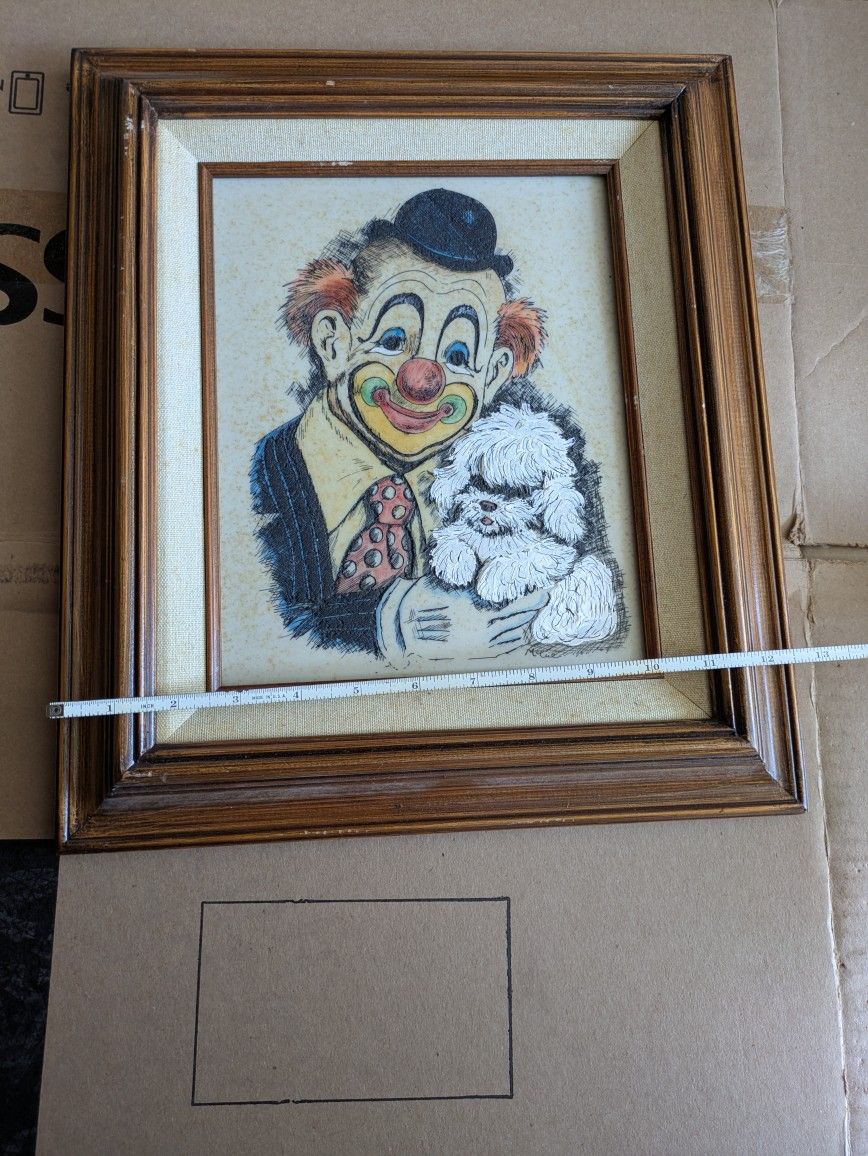 Oil painting clown With A Puppy 
