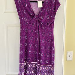 Chaps Midi Dress Petite Large Purple