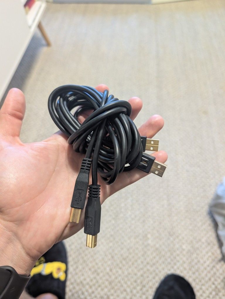 2 Gold-Plated USB A to B Printer Cables – 6ft Each