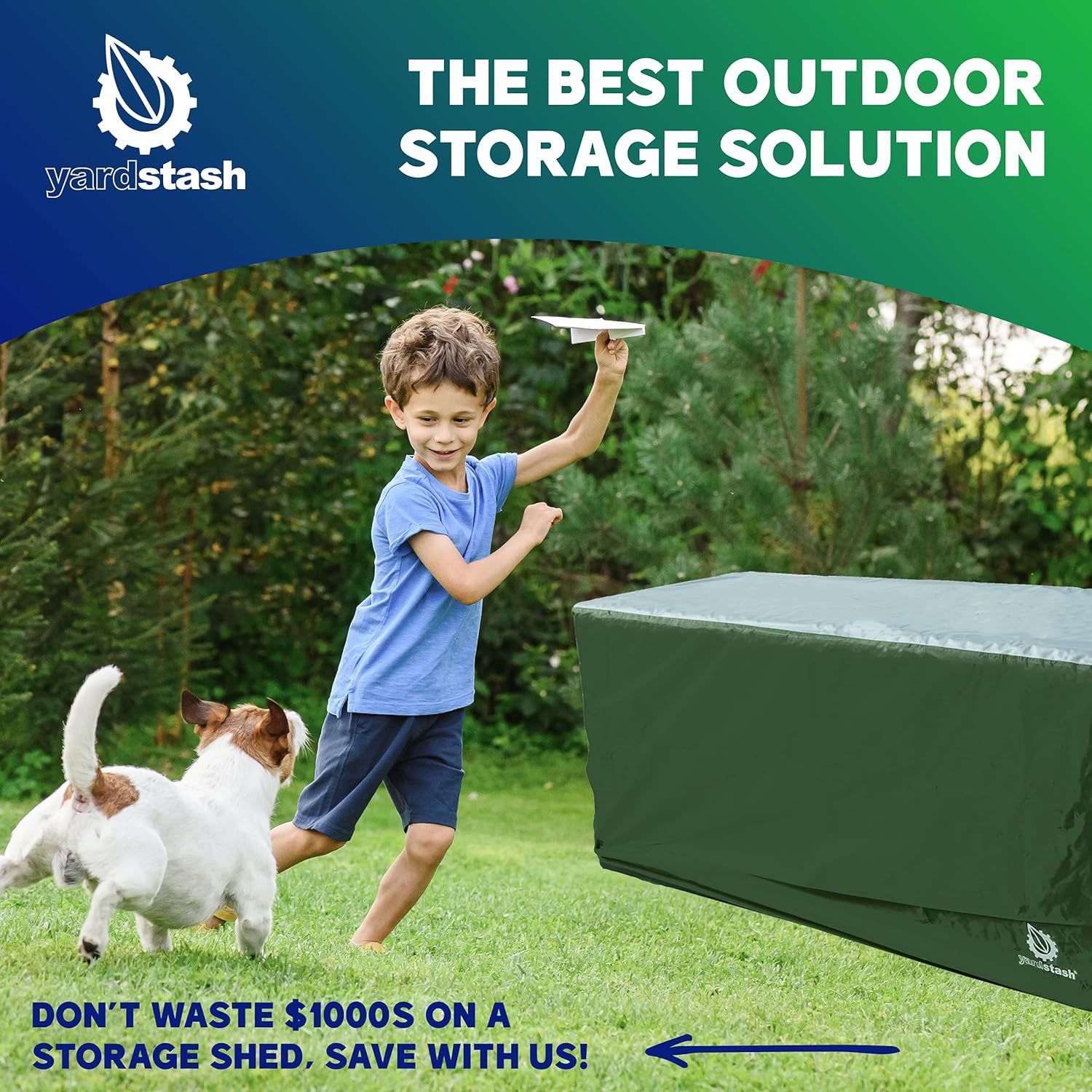 YardStash Deck Box Cover - Heavy Duty, Waterproof Covers for Outdoor Cushion Storage and Large Deck Boxes - Protects from Rain, Wind and Snow - L - Ta