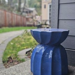 Blue Ceramic Garden Stool / Side Table