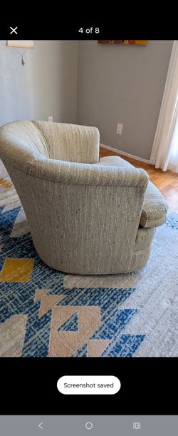 Cream Textured Swivel Barrel Tub Chair - Cozy Curved Accent Chair for Living Room or Bedroom