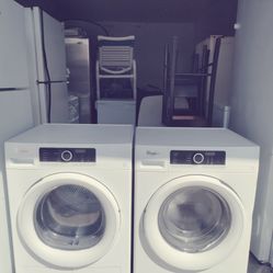 like new Whirlpool matching 24-in front load stackable or not washer dryer set works perfect with warranty