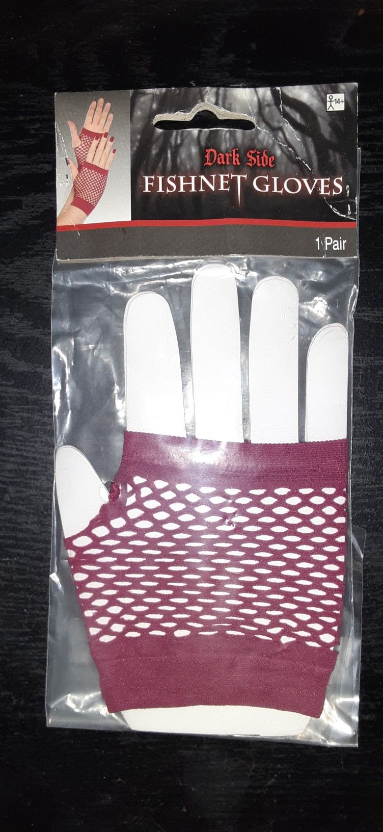 Burgundy Fishnet Gloves