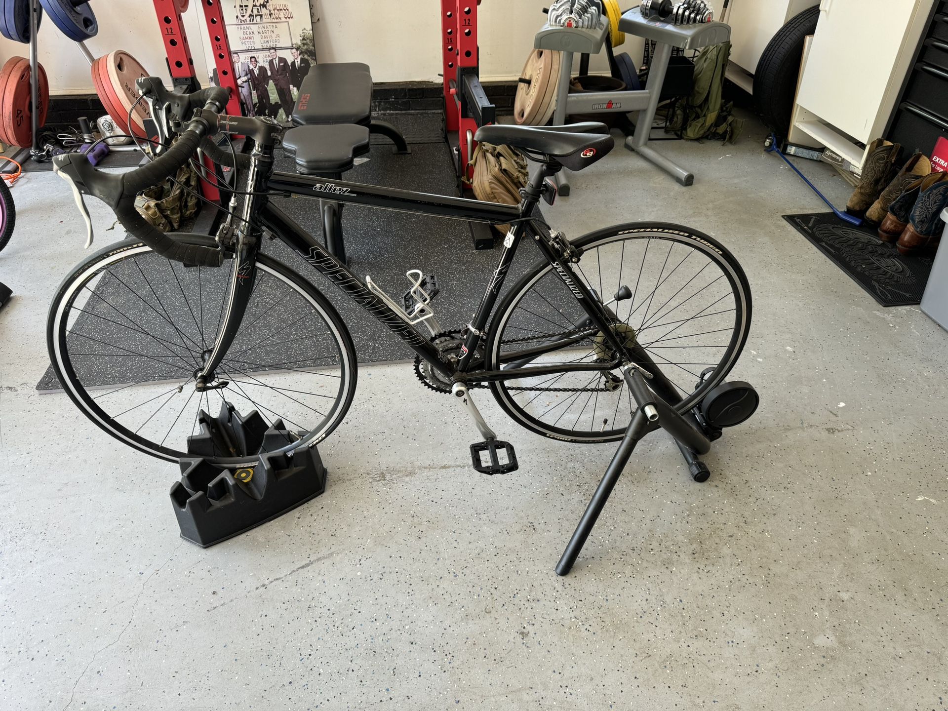 Road Bike, Indoor Trainer, and accessories