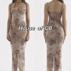 House of CB AIZA Cream Floral Print Maxi Dress
