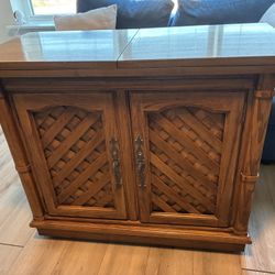 Thomasville Rolling Fold-Out Drop-Leaf Cabinet / Bar Console