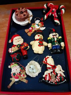 : Christmas nutcracker snowman santa ornaments 9 pieces