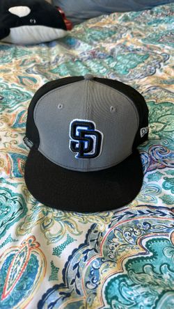 San Diego Padres New Era Fitted Hat 7 5/8 Black Grey Blue Cap