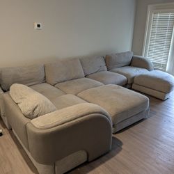 Huge Gray Sectional Couch With Chaise