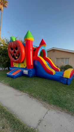 Halloween Pumpkin Inflatable Bounce House with Slide